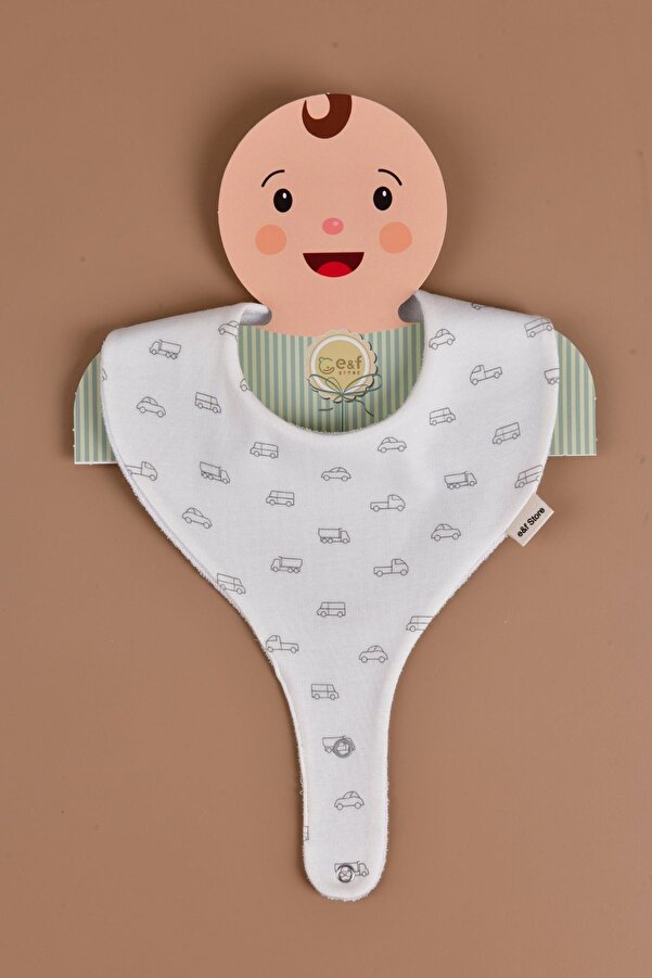 e&f Store Sıvı Geçirmez Emzik Tutucu Mama Önlüğü - Arabalar