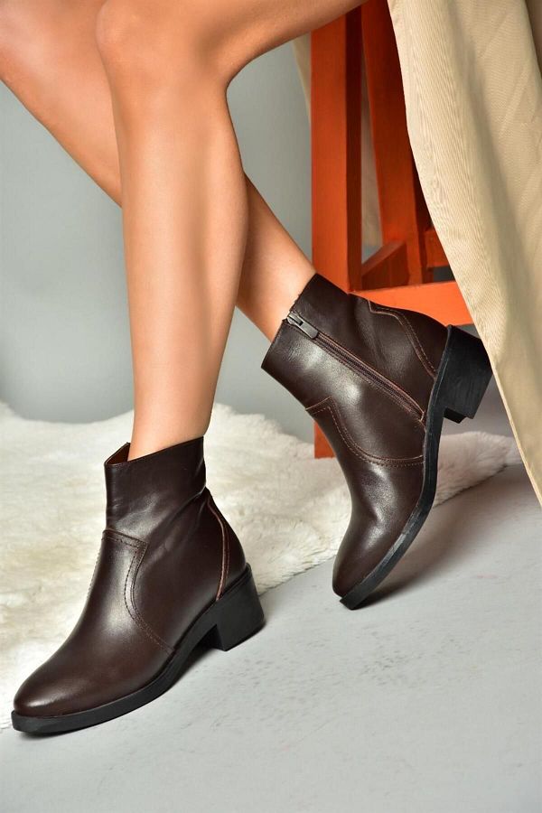 Fox Shoes Brown Genuine Leather Women s Boots Trendyol