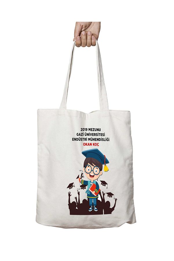 ART HEDİYE-Men's Graduation Souvenir - Two Sided lasting Printed Washable Bag 1