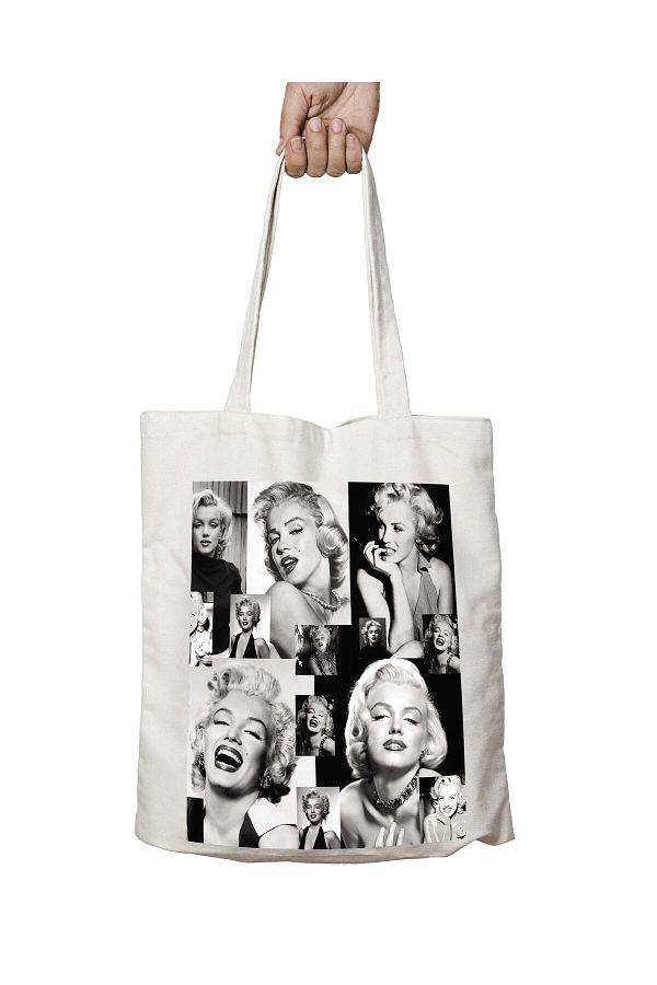 ART HED YE MarilYn Monroe collage Illustrated Washable and Lasting Shoulder Tote Bag Two Sides Printed Trendyol