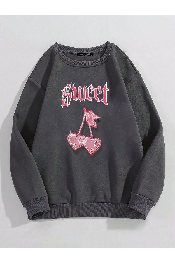 Mad&Calf-Unisex Φούτερ με στάμπα Sweet Cherry Oversize - Fleece 1