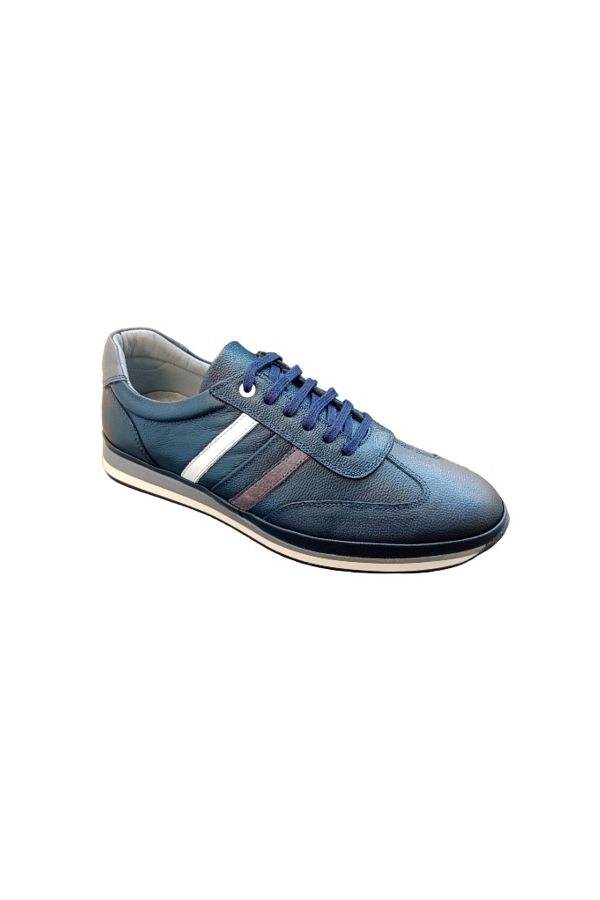 Luis Figo-4444 Navy Blue Genuine Leather Men's Sneakers 1