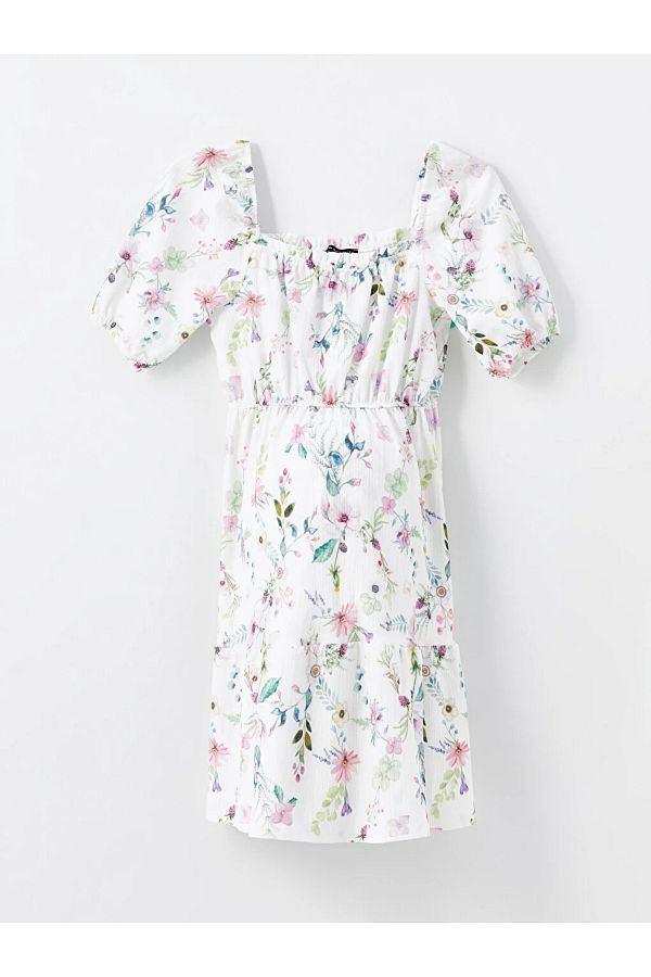 LC Waikiki-Rochie de maternitate LCWAIKIKI - Guler pătrat, mânecă scurtă florală 1