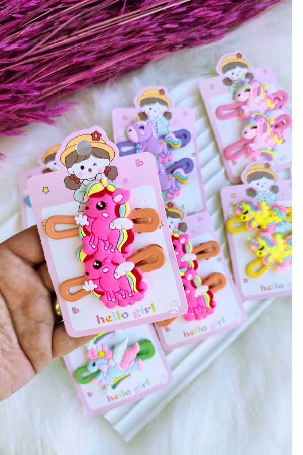 Nisankids-Sada kleštin na dívčí sponu se vzorem Unicorn - 2 kusy 1