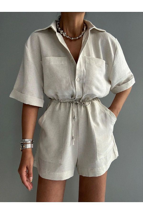 Linen overalls shorts discount
