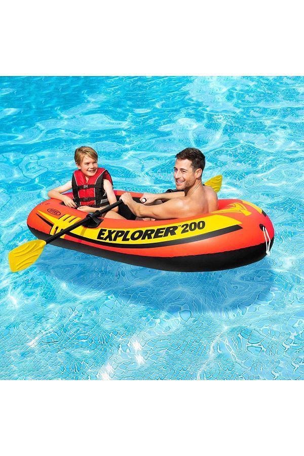 Intex-Kürekli Binici Bot Seti - Kürekli Şişme Bot Set-havuz Ve Deniz Binici Bot Explorer 200-185x94x41 Cm. 1