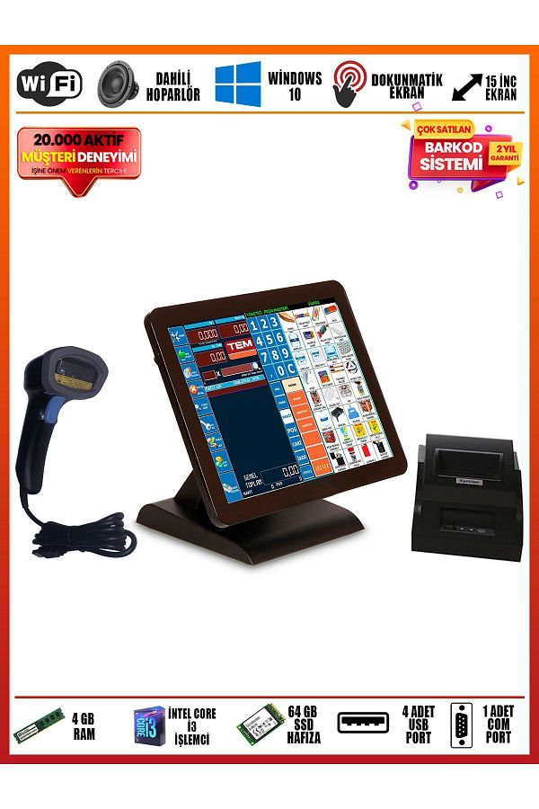 POS START-Economic Set Barcode System| Very Preferred System| i3 processor, 4GB RAM 64GB Memory| 1