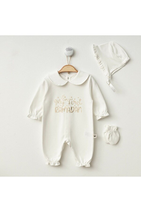 Minimus Yeni Doğan Kız-Erkek Bebek Yazılı Şapka-Eldivenli Bebe Yakalı Tulum Takımı Yenidoğan Hastane Çıkışı