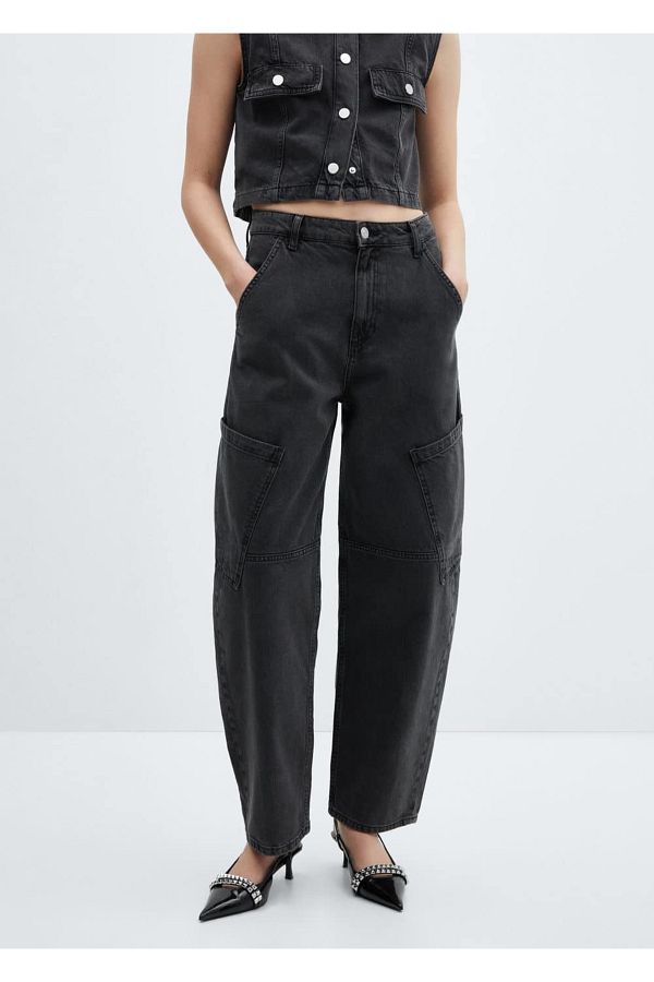 MANGO Mid Waist Slouchy Cargo Jean Trousers Trendyol