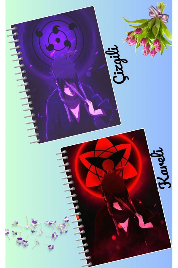 animeandyourworld-Sasuke Uchiha notebook set 2 pcs A4 size 21*30 lined + checked 60 syf 1