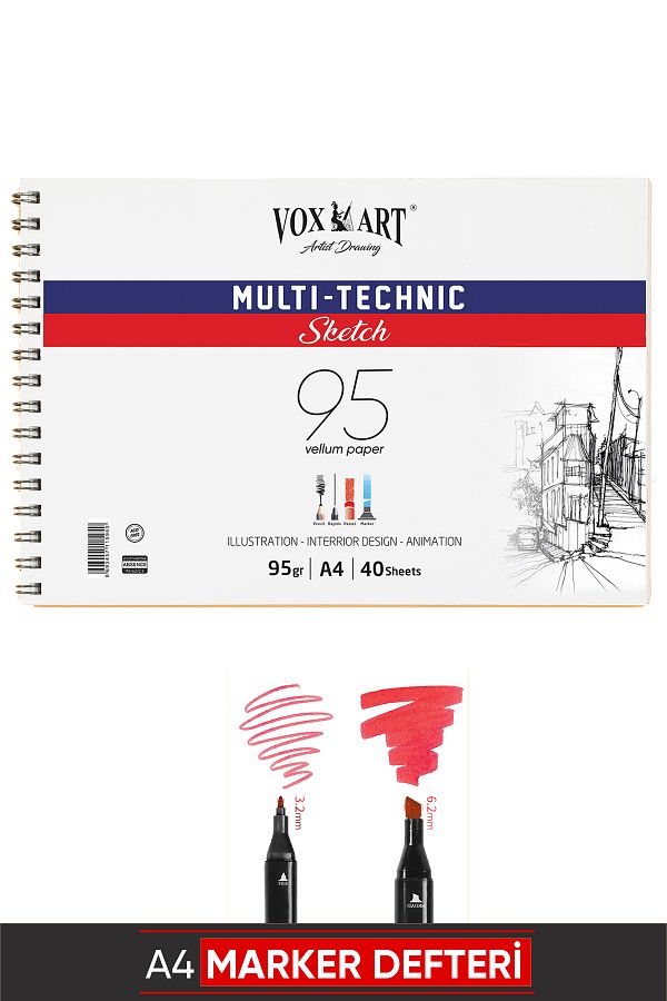 Vox Art-Marker Notebook - A4 -95Gr - 40 Sheets 1