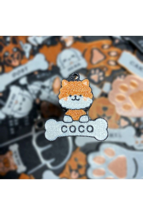 HERCULES-Dog and Bone Patterned Name Tag - Imprint, Phone Number Written 1