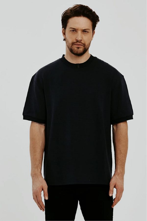 Rodi Jeans-Men's Black Oversize CoTTon T-Shirt - Crew Neck, Two Thread, 100% CoTTon 1