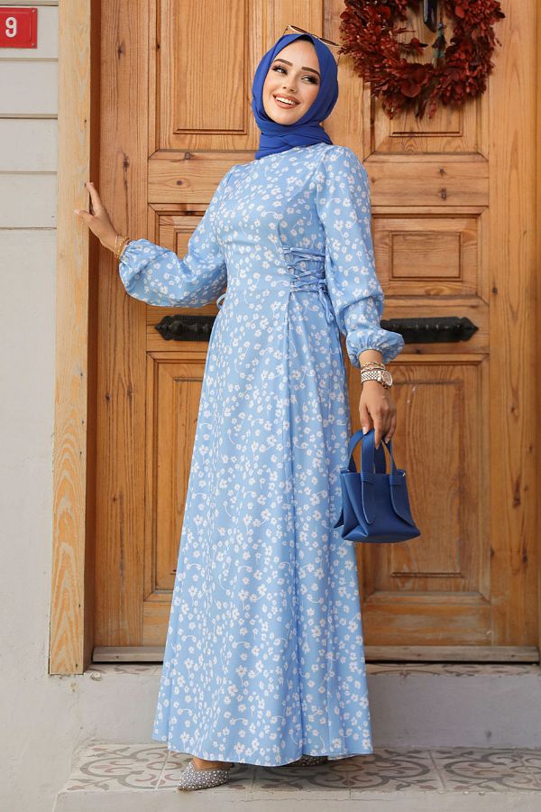 Baby blue hijab outfit shop