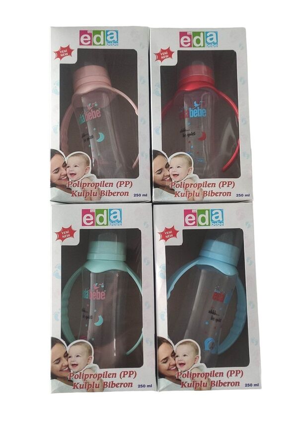 Genel Markalar Mavi 250ml Kulplu Bebek Biberon 4'lü Set