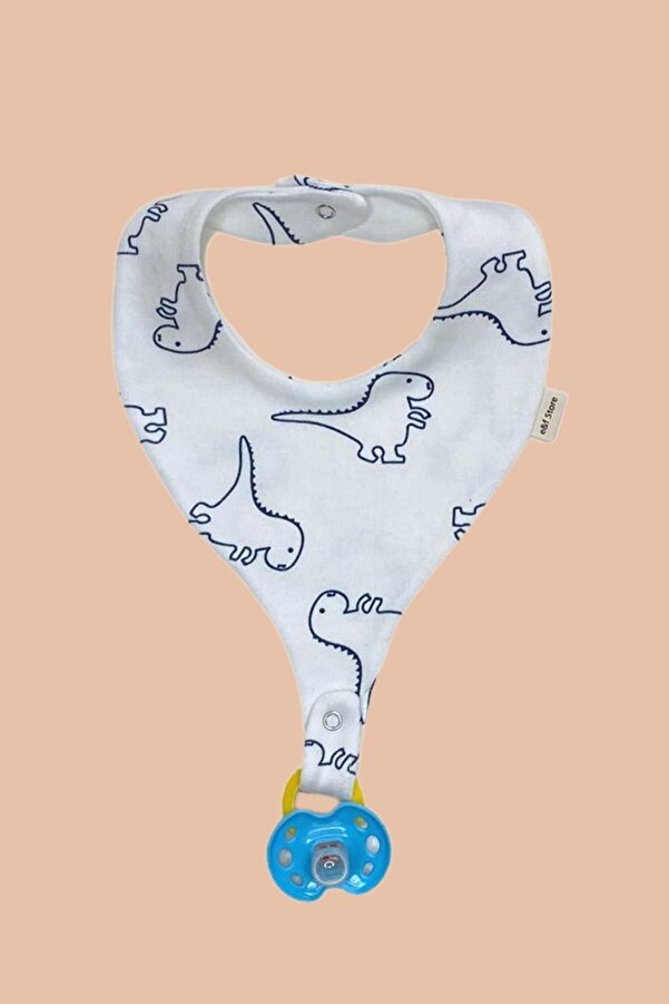 e&f Store Emzik Tutucu Mama Önlüğü - Dinazor Desenli %100 Pamuk Kumaş