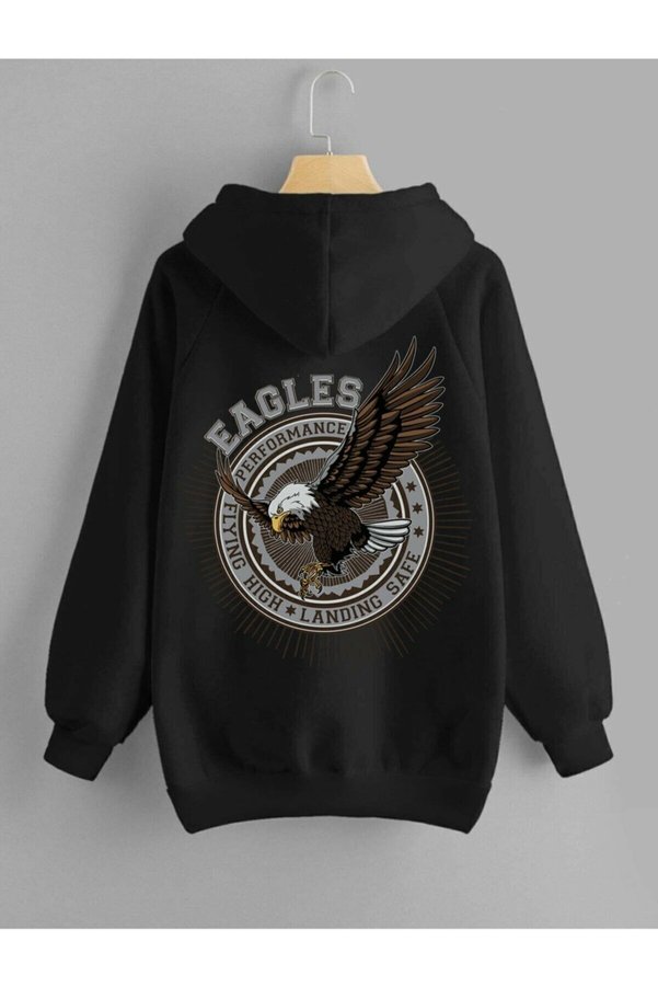 DEEPSENCE Men's Black Hooded Back Printed Sweatshirt Autumn Winter Season