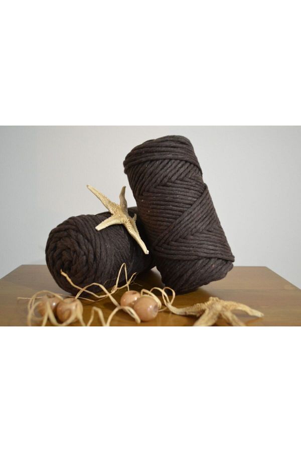 CAN DENİZ ART-3mm Dark Brown Color Single Twist Scannable Macrame Thread 250gr 1