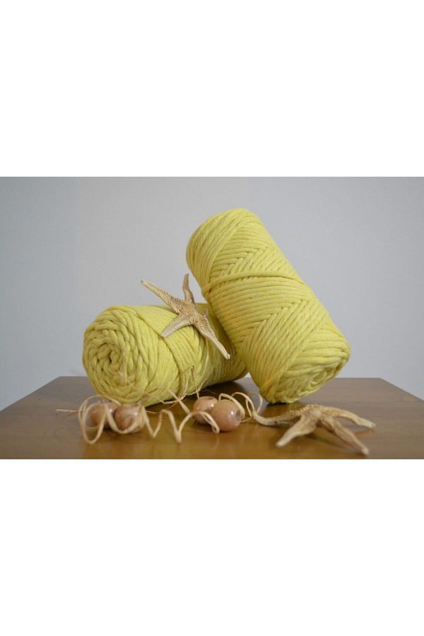 CAN DENİZ ART-3mm Light Yellow Single Twist Scannable Macrame Thread 250gr 1