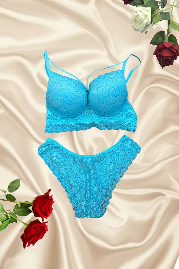 Pi Giyim-Supported Lace String Bra Set 1