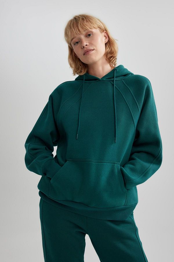DeFacto-Fit Oversize Fit Χοντρό αθλητικό φούτερ με κουκούλα B0415ax23au 1