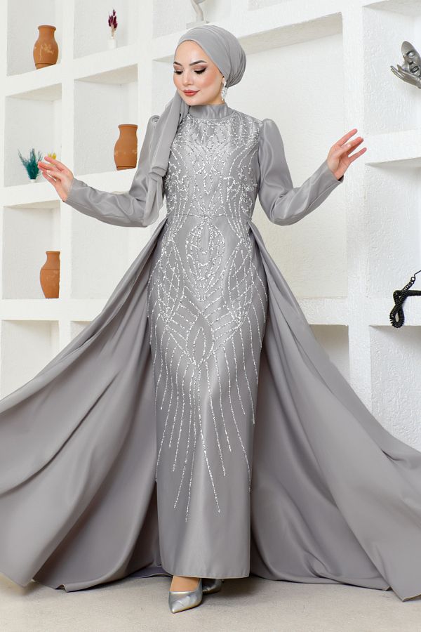 Grey evening gown online