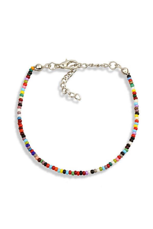 Attach-Silver Colored Cl-sand Bead String Bracelet - Mixed Design 1