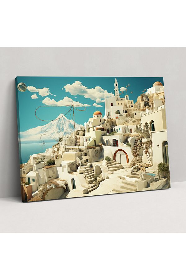 PaintedAnarchy-Santorini Wall Art - Surreal Collage, Canvas Print 1