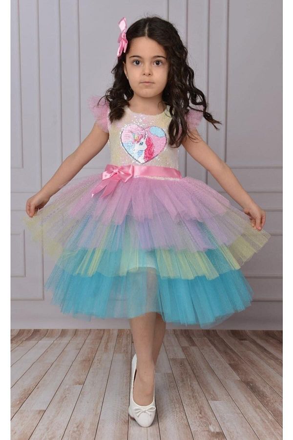 TONT LER BEBEK VE COCUK G Y M Girl s Unicorn Dress Birthday Gift 1 2 3 4 5 6 7 8 Age Trendyol
