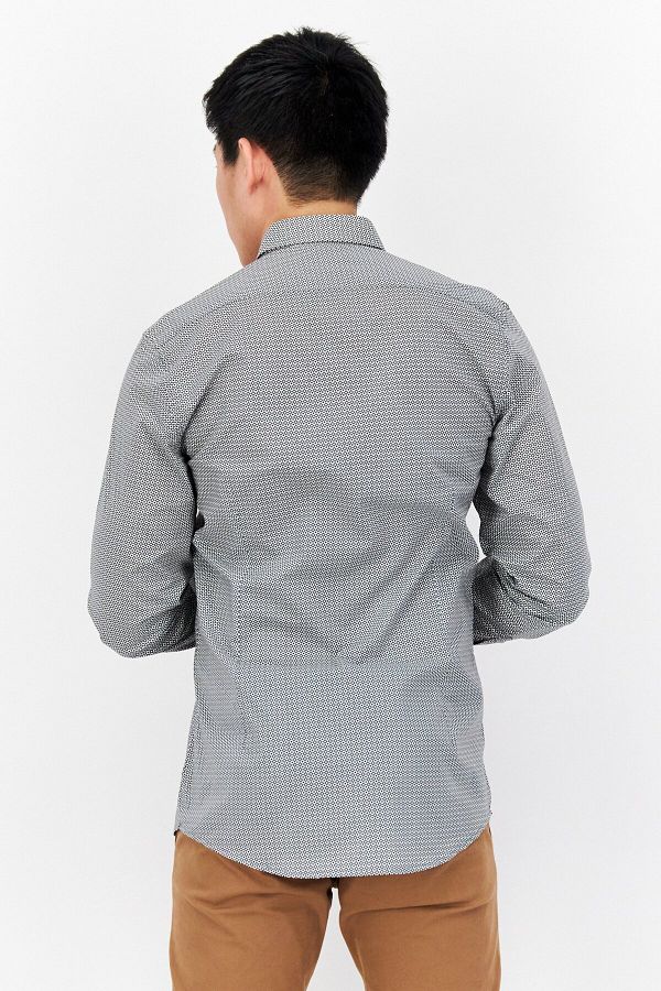 Antony Morato Men Slim Fit Geometric Pattern Long Sleeve Casual Shirt Grey Black Combo Trendyol