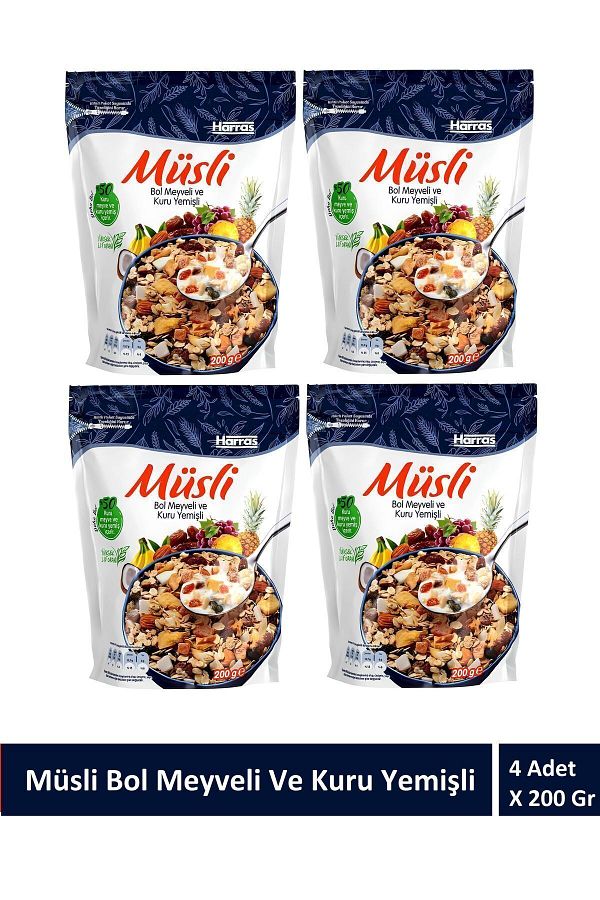 Harras-Muesli with Lots of Fruits and Dried Nuts 200gr x 4 Pieces 1