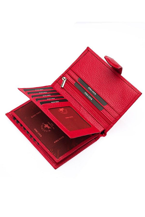 CuzCan Red Genuine Leather West Polo Passport Wallet Trendyol
