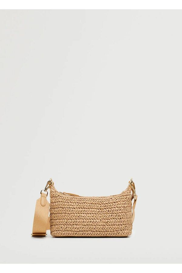 MANGO Beige Straw Crossbody Bag Trendyol