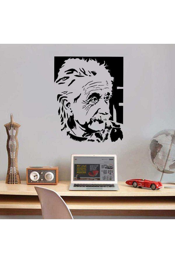 cnpromosyon-Albert Einstein Silhouette Teen Room Wall Sticker - Scientist Patterned, Decal 1