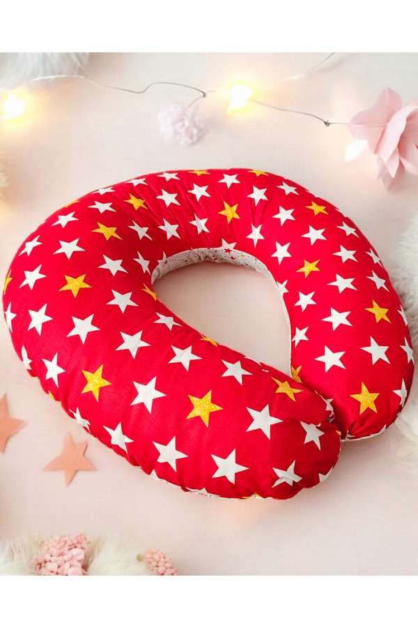 BeybiNest Delüxe Sarı Kırmızı Emzirme Ve Oturma Yastığı