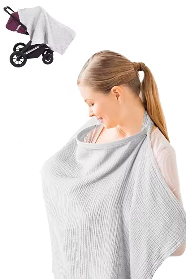 TEGA %100 Pamuklu Organik 2 Katlı Balenli Müslin Emzirme Önlüğü 65x100 Cm