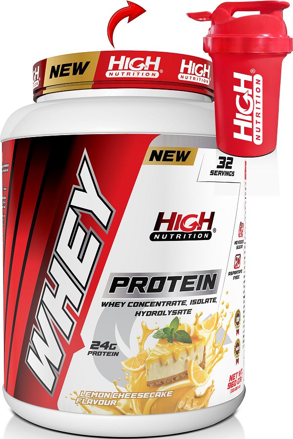 High Nutrition-Lemon Cheesecake Flavored Whey Protein - 960 gr 24 gr 32 Serving Shaker Gift 1
