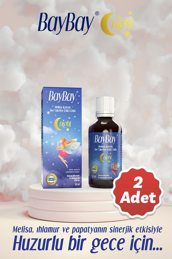 Baybay-Night Drops 2 Pieces - 50 ml Food Supplement Containing Lemon Balm 1