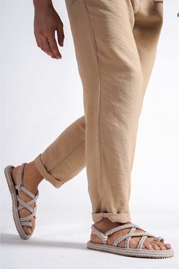 marceline Flip Flops Rope Men's Sandals Beige Trendyol