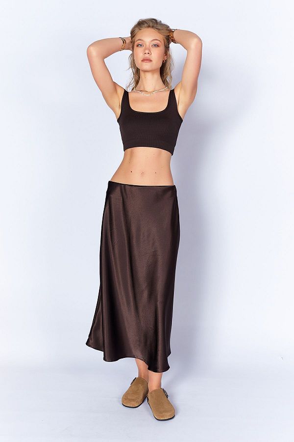 EDITION-Satin Brown Skirt - Additional100298936-8936 1