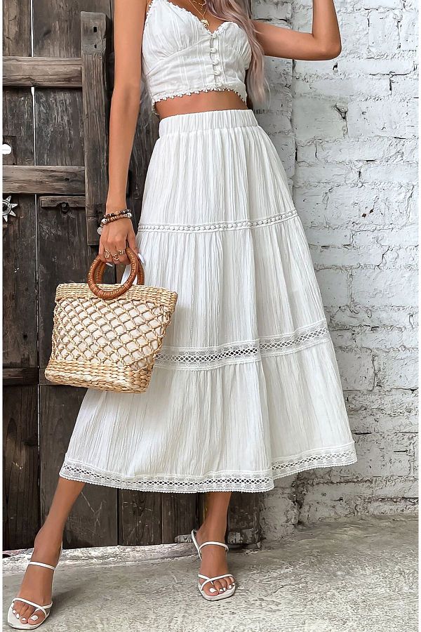 BELLA NOTTE Muslin Fabric White Lace Summer Skirt Trendyol