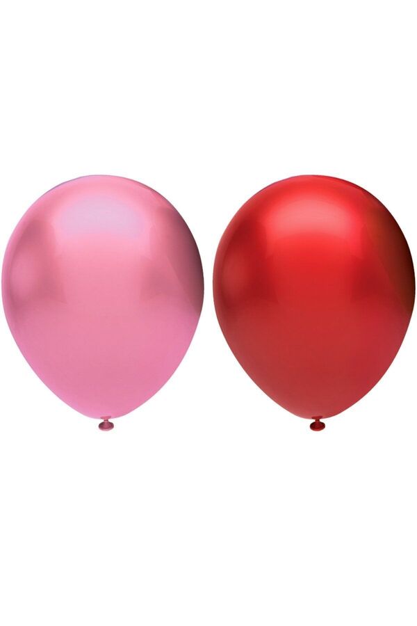 BAL10 DÜNYASI-Metallic Balloon Set 50 Pieces (Pink, Red) 1
