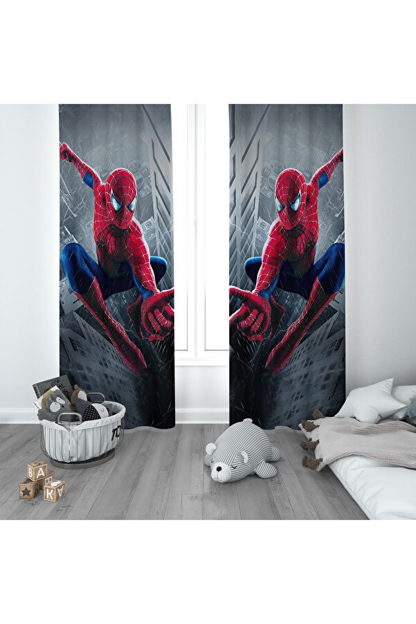 CİCİ EKO Spiderman Örümcek Adam Çocuk Odası Perdesi Fon Perde