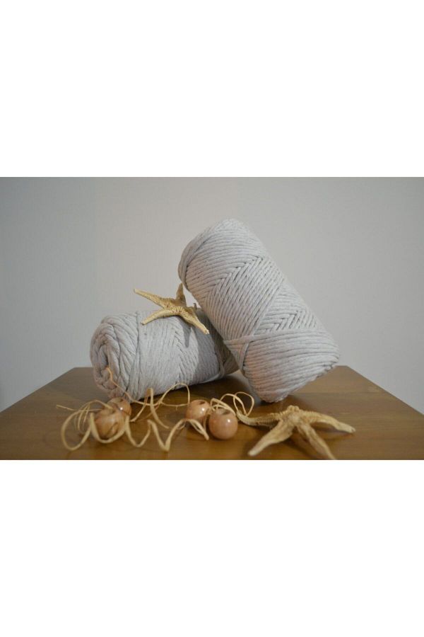CAN DENİZ ART-3mm Light Gray Single Twist Scannable Macrame Thread 250gr 1