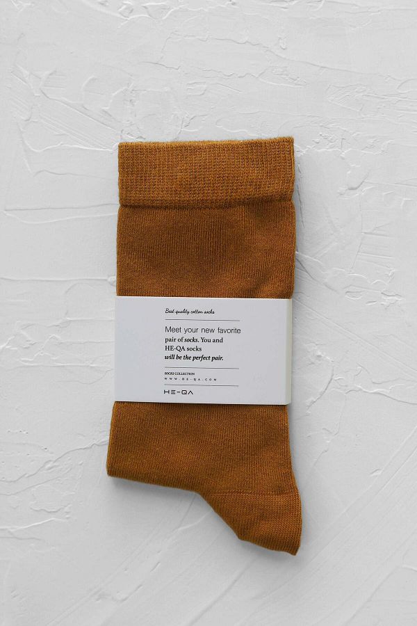HEQA-Plain Socket Socks Mustard 1