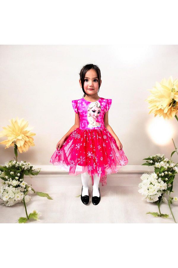 Esterella Frozen Elsa Children s Dress with Train Party Design Trendyol