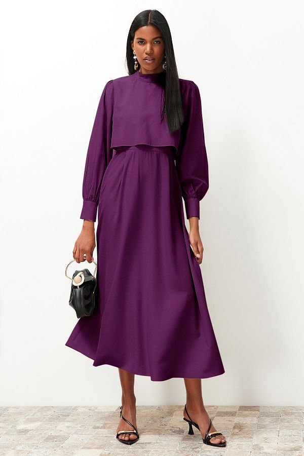 Modest purple dresses sales