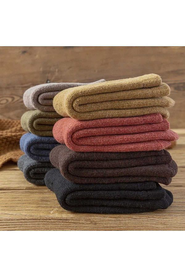 SOYTEMİZ-Plain Mixed Color Winter Towel Socks 4 Pairs 1
