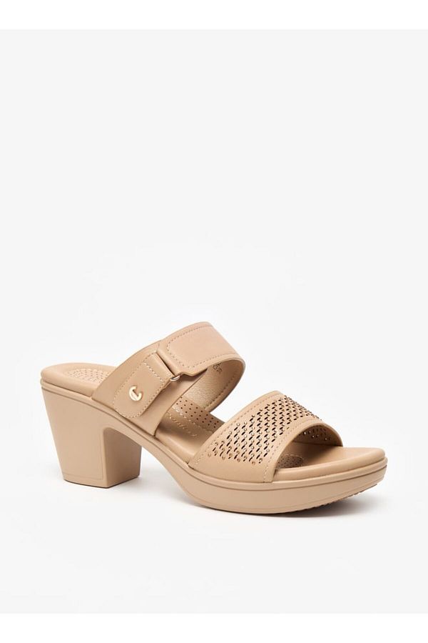 Le Confort-Embellished Slip-On Sandals with Block Heels 1