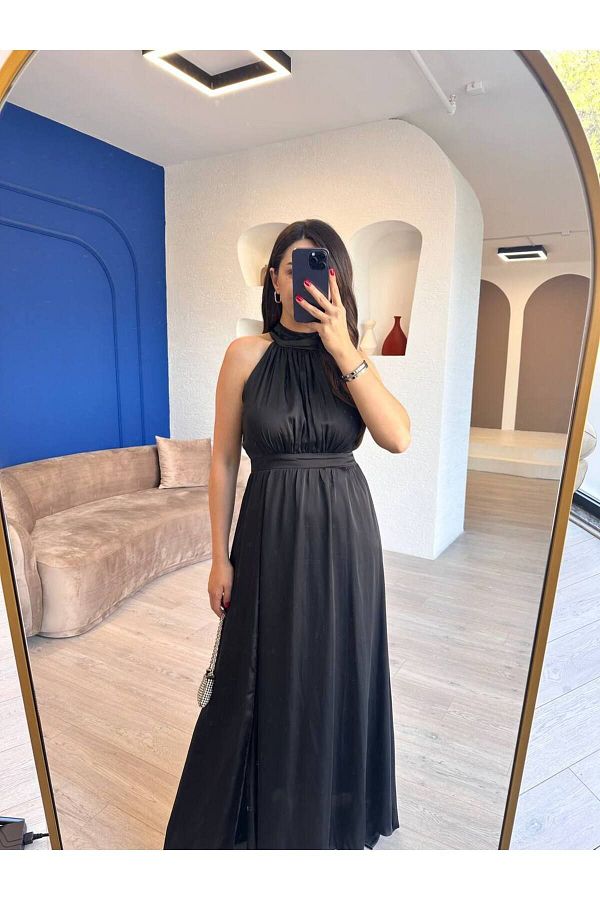 Chiffon halter neck dress on sale